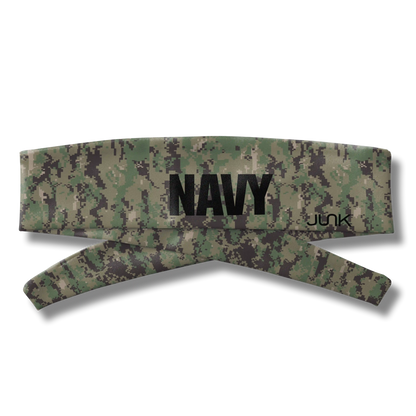 Navy: Wordmark Camo Flex Tie Headband